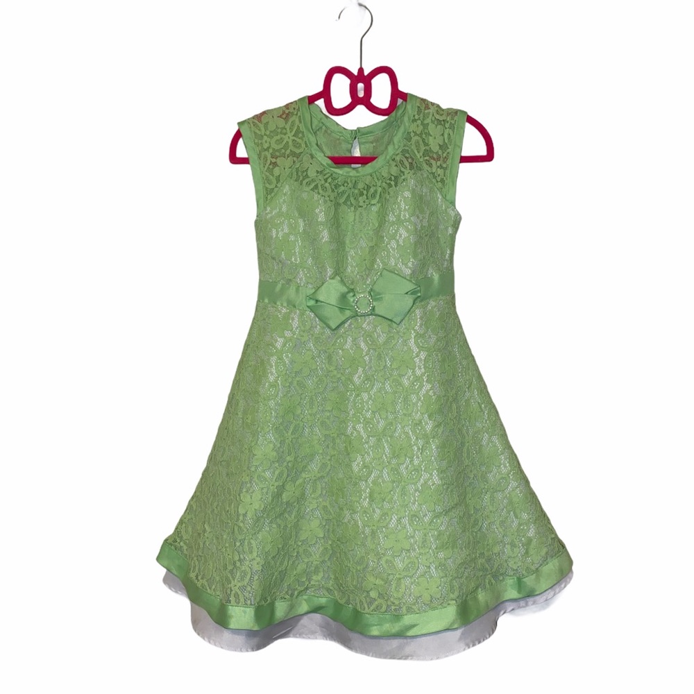 Super cute layered green lace girls dress